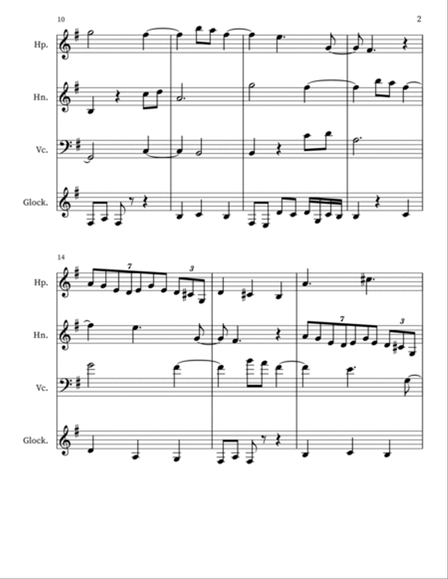 Aayo, for Harp, Corno, 'cello, Glockenspiel Horn scores gallery preview page 2