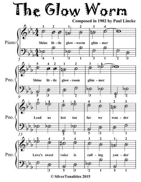 The Glow Worm Easiest Piano Sheet Music for Beginner Pianists