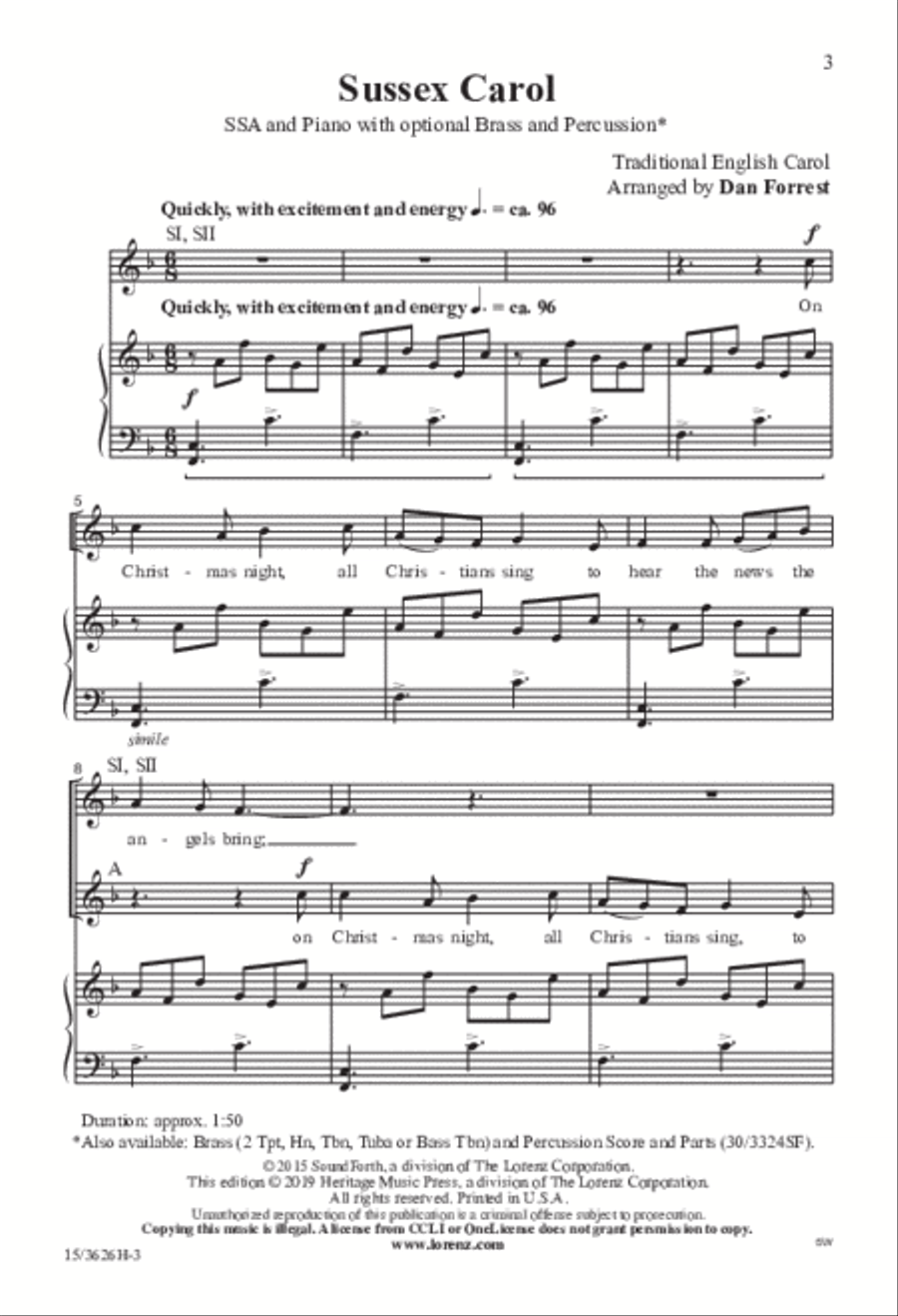 Sussex Carol SSA scores gallery preview page 2