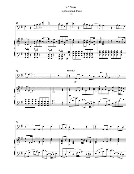 Green Day: 21 Guns for Euphonium & Piano image number null