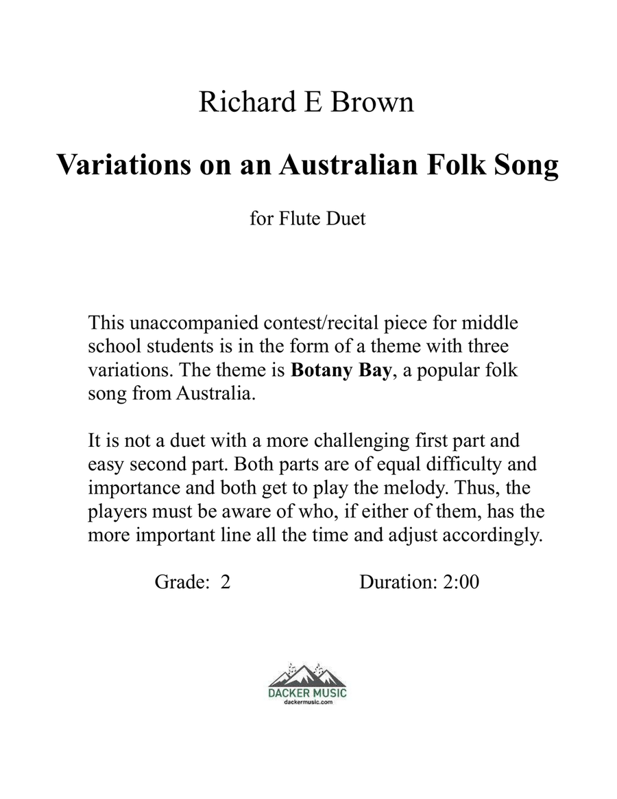 Variations on an Australian Folk Song - Flute Duet Flute Duet scores gallery preview page 2