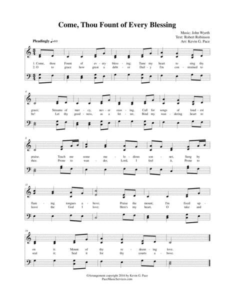 Come, Thou Fount of Every Blessing - easy hymn in C Major image number null