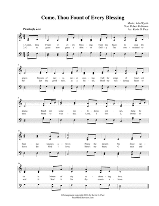 Come, Thou Fount of Every Blessing - easy hymn in C Major