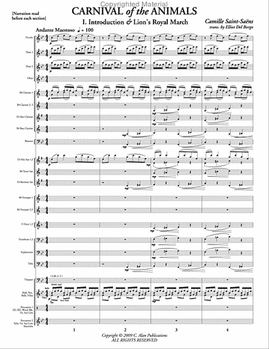 Carnival of the Animals Carnival of the Animals Concert Band scores gallery preview page 2