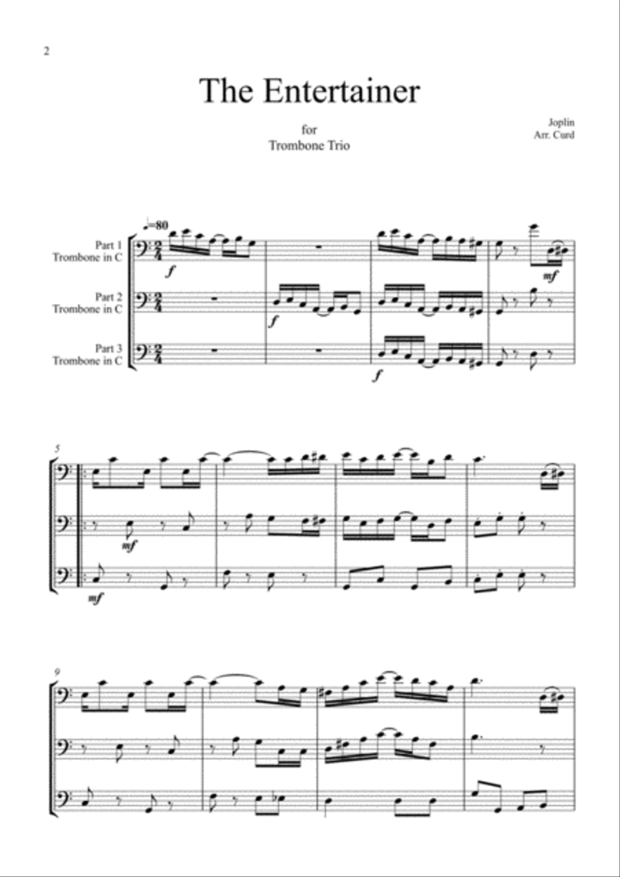 The Entertainer. For Trombone Trio Trombone Trio scores gallery preview page 2