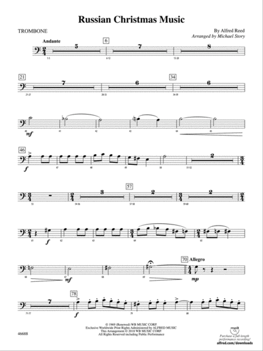 Russian Christmas Music: 1st Trombone Full Orchestra scores gallery preview page 1