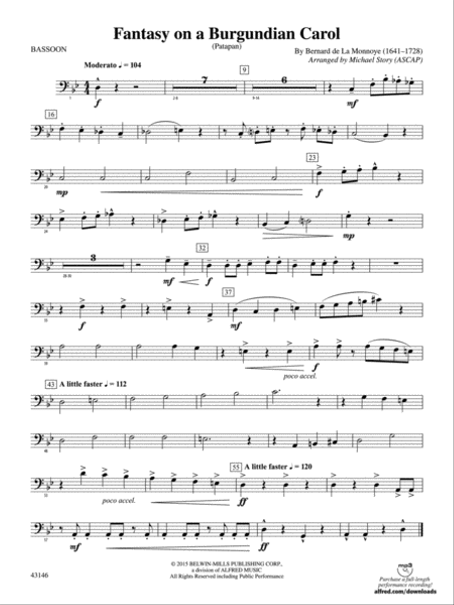 Fantasy on a Burgundian Carol: Bassoon Concert Band scores gallery preview page 1