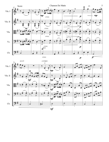 Chanson De Matin, Arranged for String Orchestra image number null