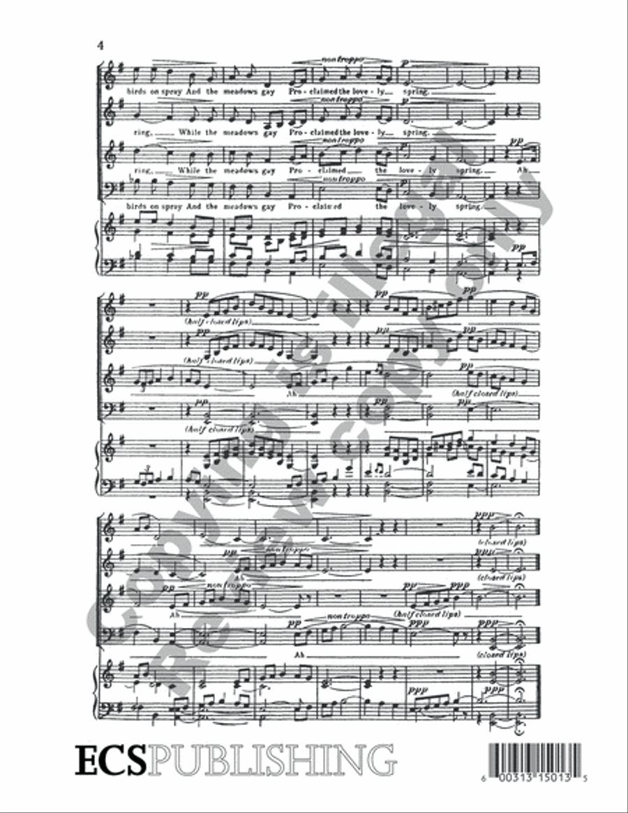 Five English Folk-Songs: 2. The Spring Time of the Year 4-Part scores gallery preview page 6