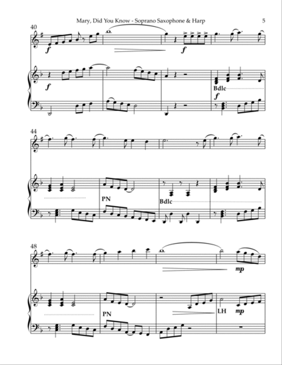 Mary, Did You Know? Soprano Saxophone scores gallery preview page 5