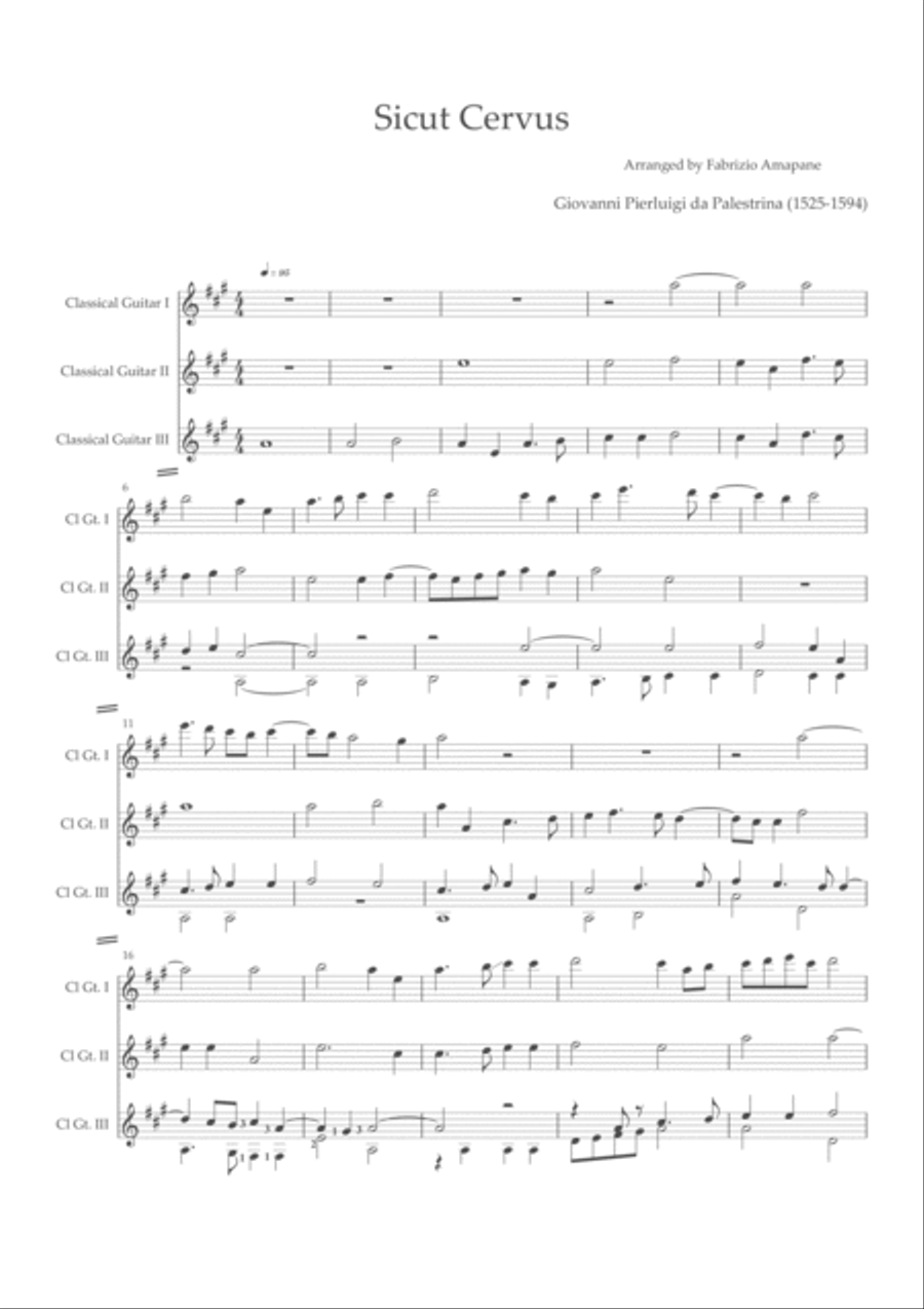 Sicut Cervus Classical Guitar scores gallery preview page 1