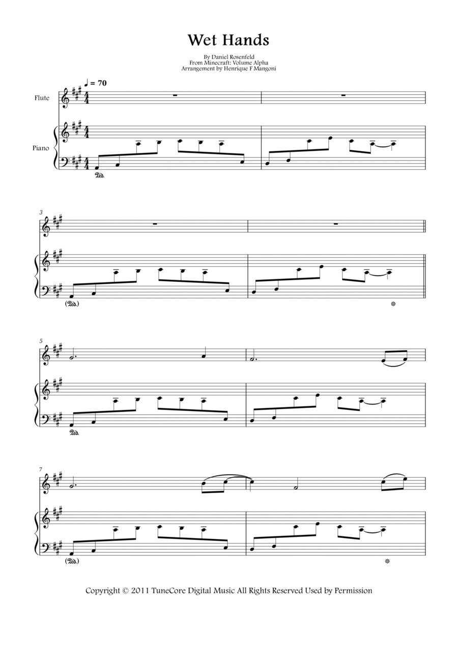Wet Hands Flute Solo scores gallery preview page 1