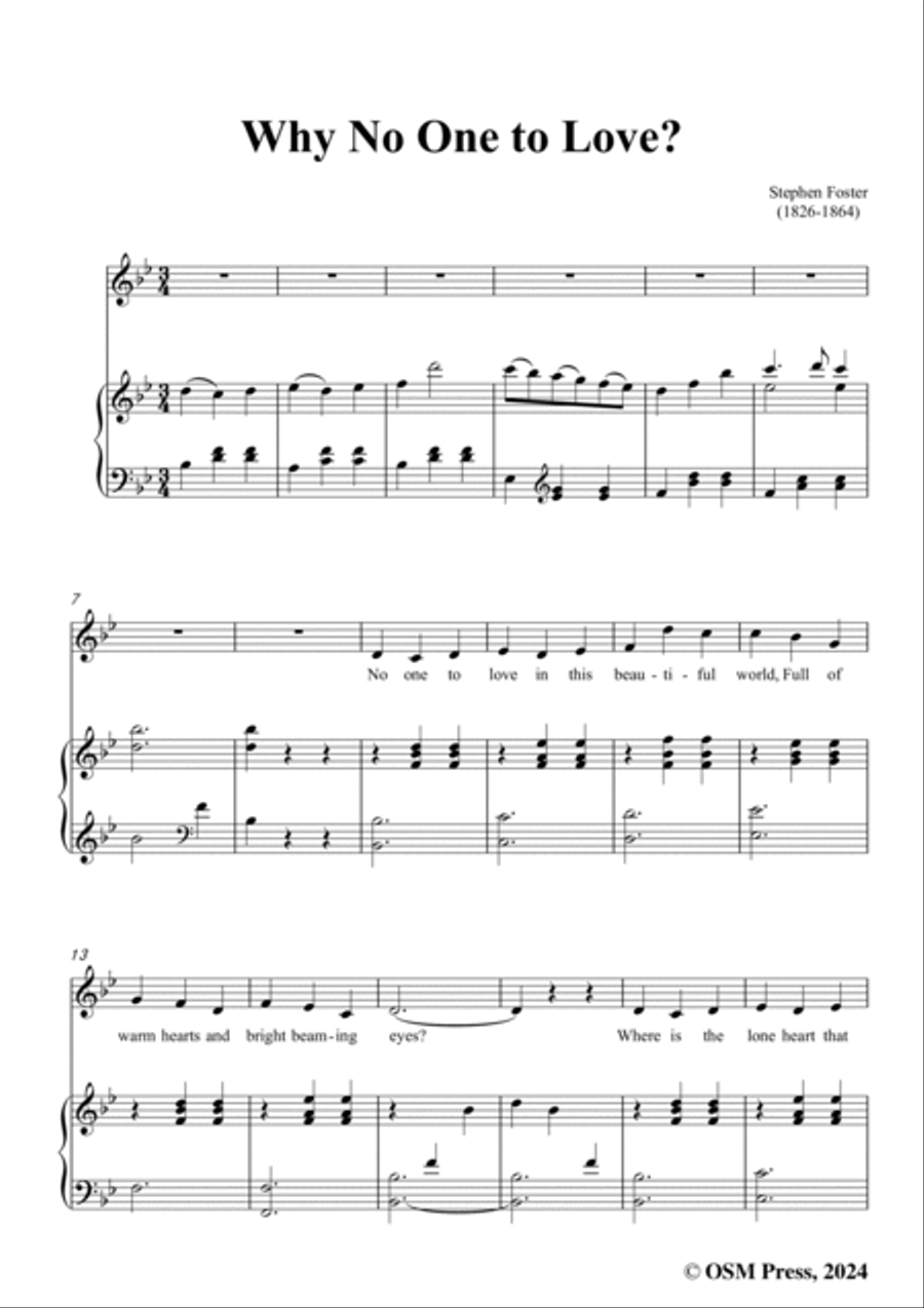 S. Foster-Why No One to Love?,in B flat Major Voice scores gallery preview page 3