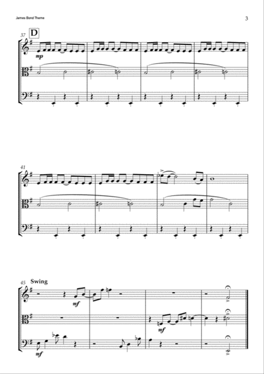 James Bond Theme String Trio scores gallery preview page 3