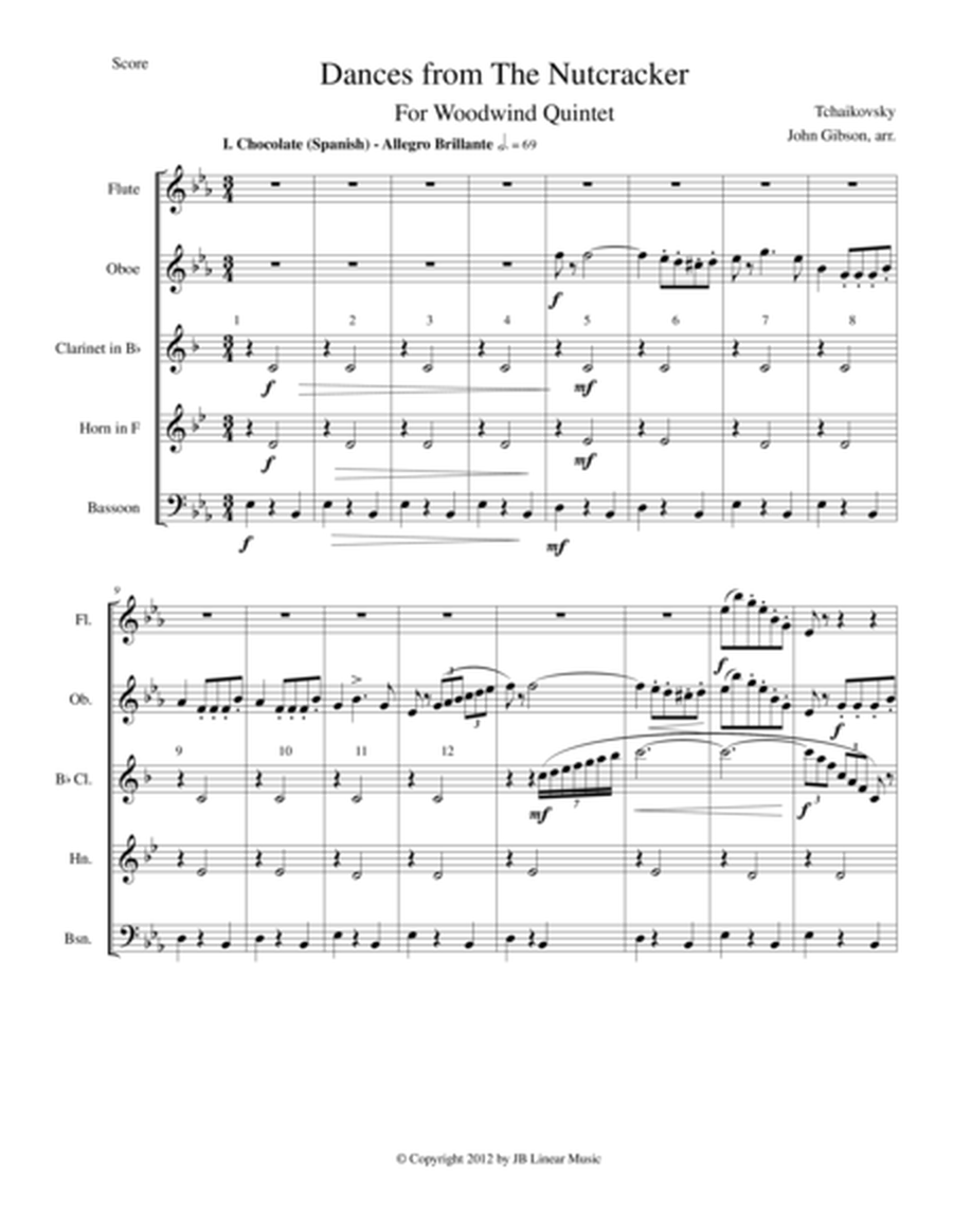 Six Dances from The Nutcracker by Tchaikowsky for Woodwind Quintet image number null