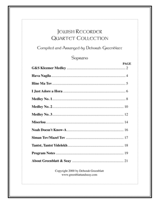 Jewish Recorder Quartet Collection - Parts