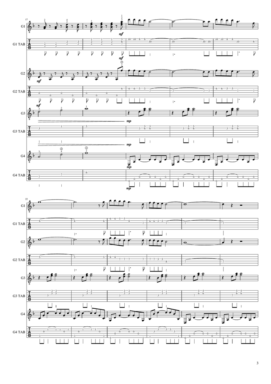 Walking In The Air Guitar Tablature scores gallery preview page 3