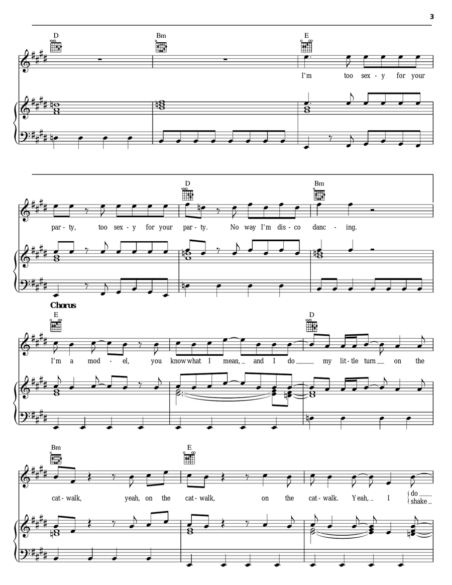 I'm Too Sexy Piano, Vocal, Guitar scores gallery preview page 3