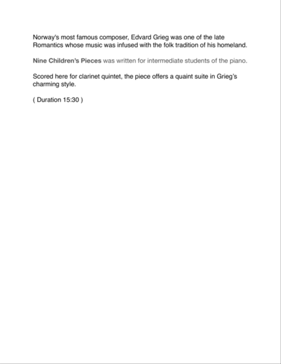 Nine Children's Pieces for Clarinet Quintet Clarinet Quintet scores gallery preview page 2