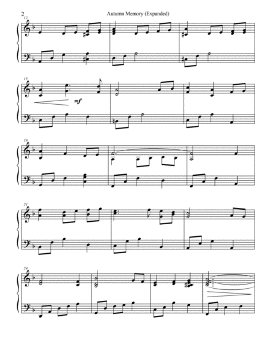 Autumn Memory Autumn Memory Piano Solo scores gallery preview page 2