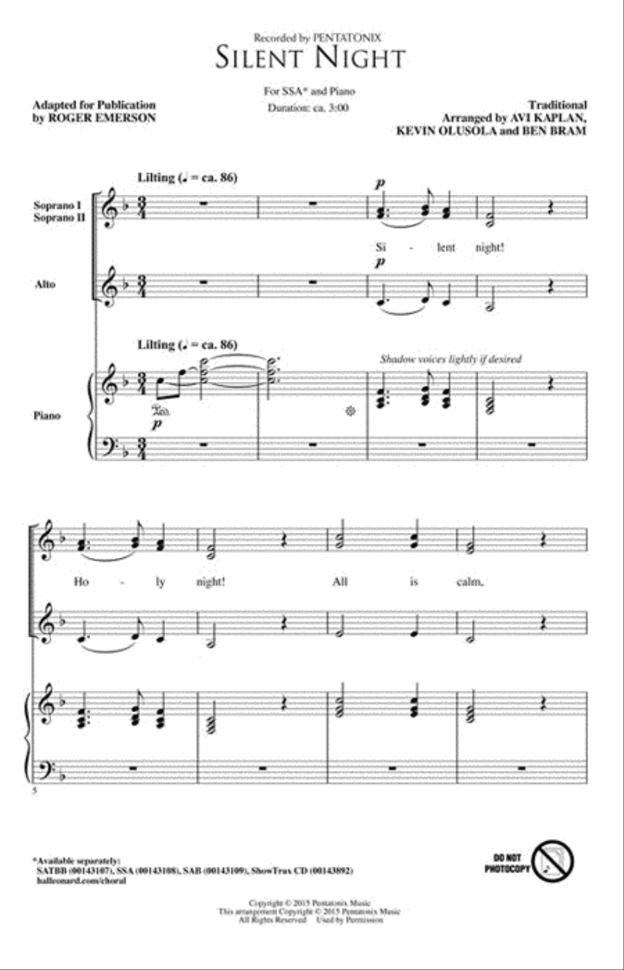 Silent Night Silent Night SSA scores gallery preview page 2