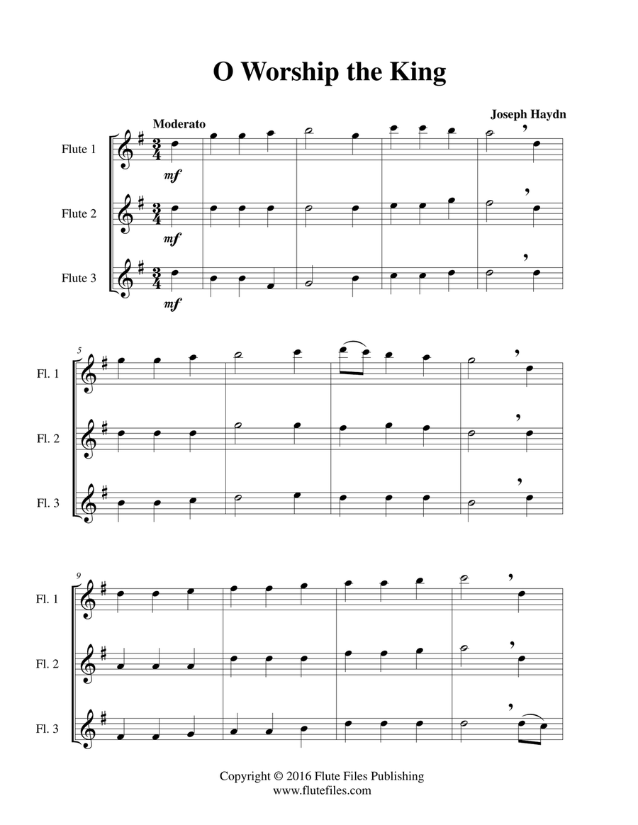O Worship the King - Flute Trio Flute Trio scores gallery preview page 3