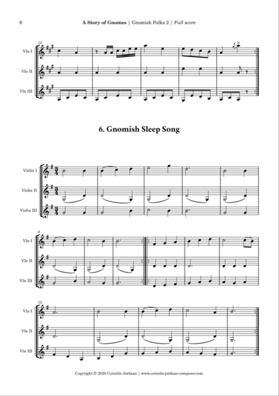 A Story of Gnomes, for beginner violin trio String Trio scores gallery preview page 6