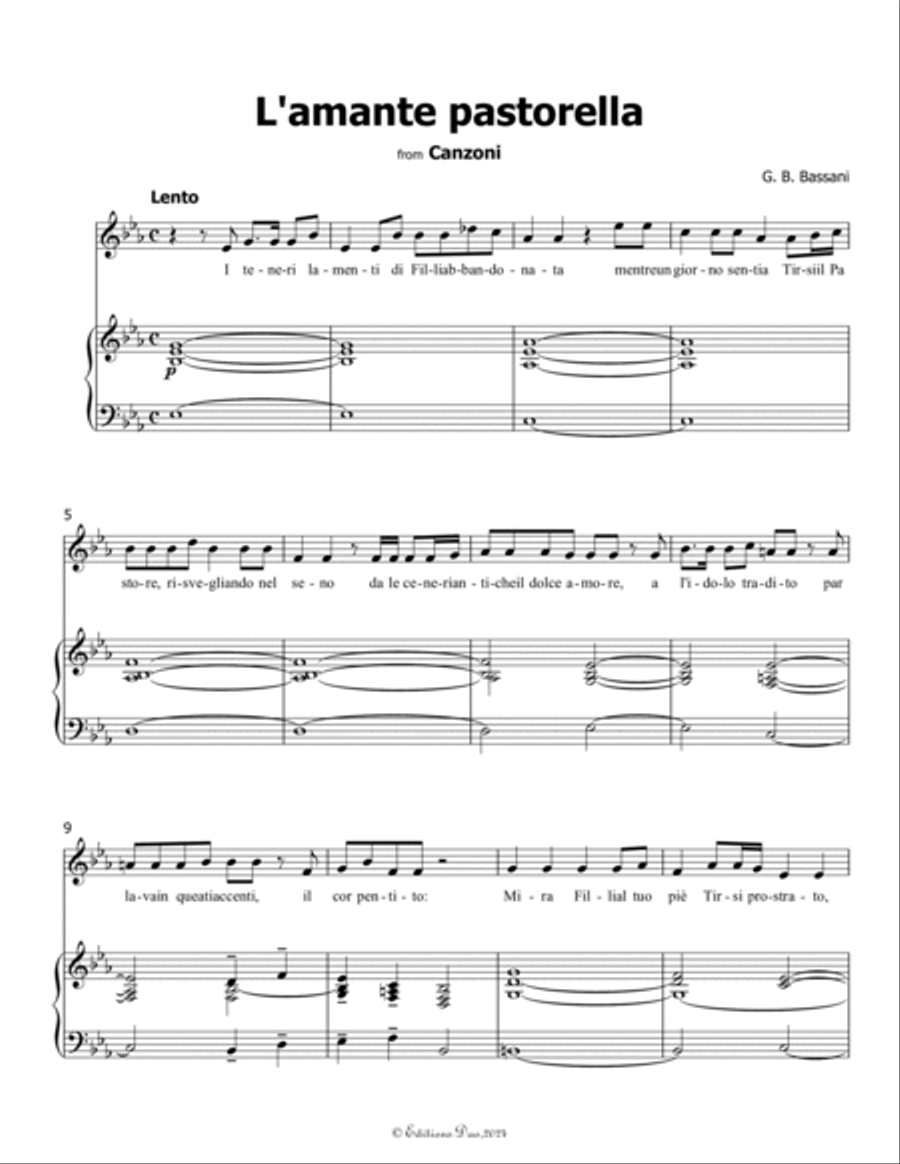 L'amante pastorella, by Bassani, in E flat Major Voice scores gallery preview page 3