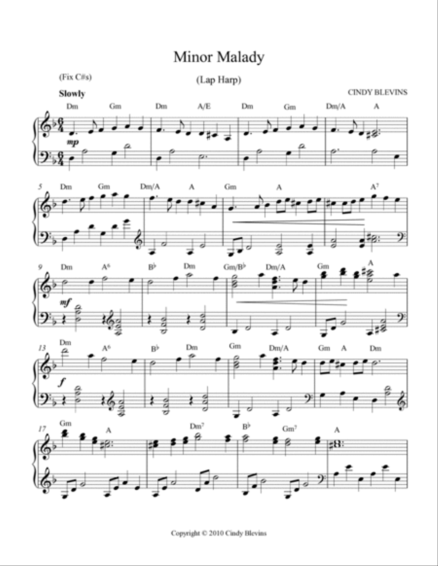 Minor Malady, original solo for Lap Harp Lap Harp scores gallery preview page 2