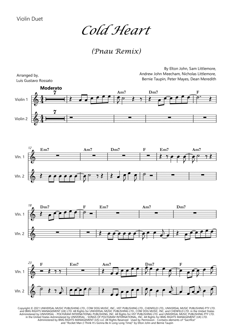 Cold Heart (pnau Remix) String Duet scores gallery preview page 1