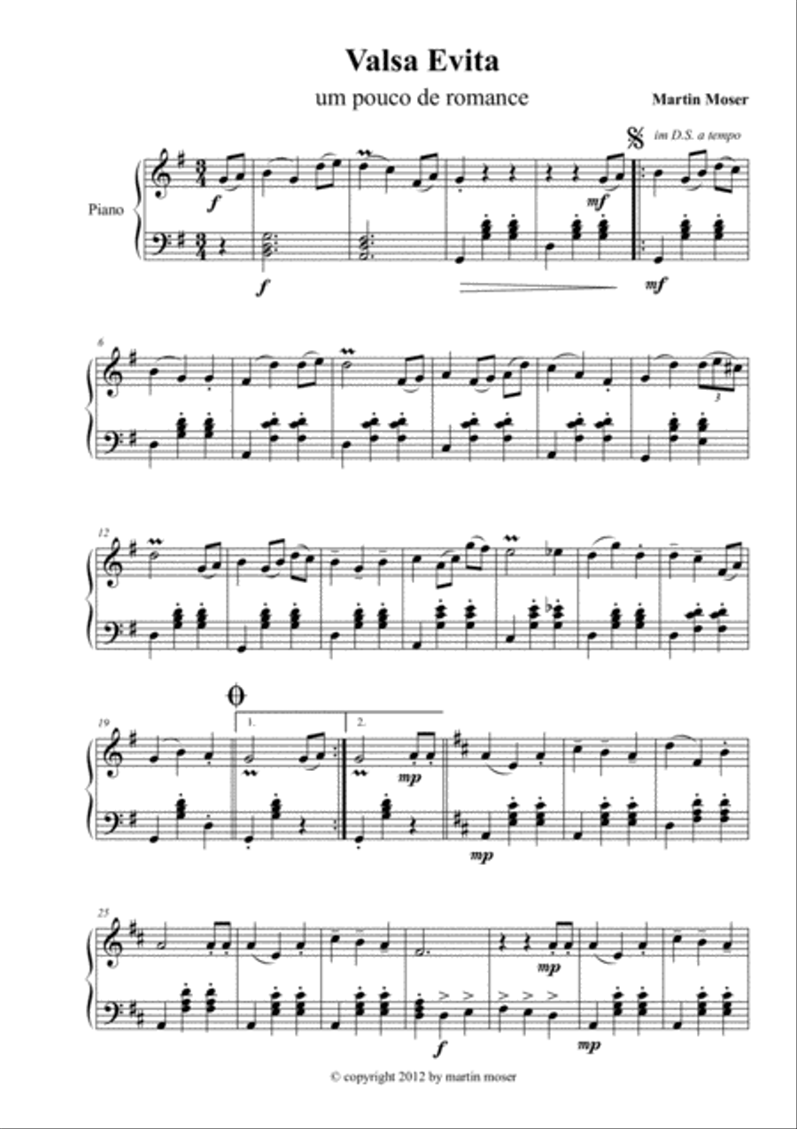 Valsa Evita Piano Solo scores gallery preview page 1