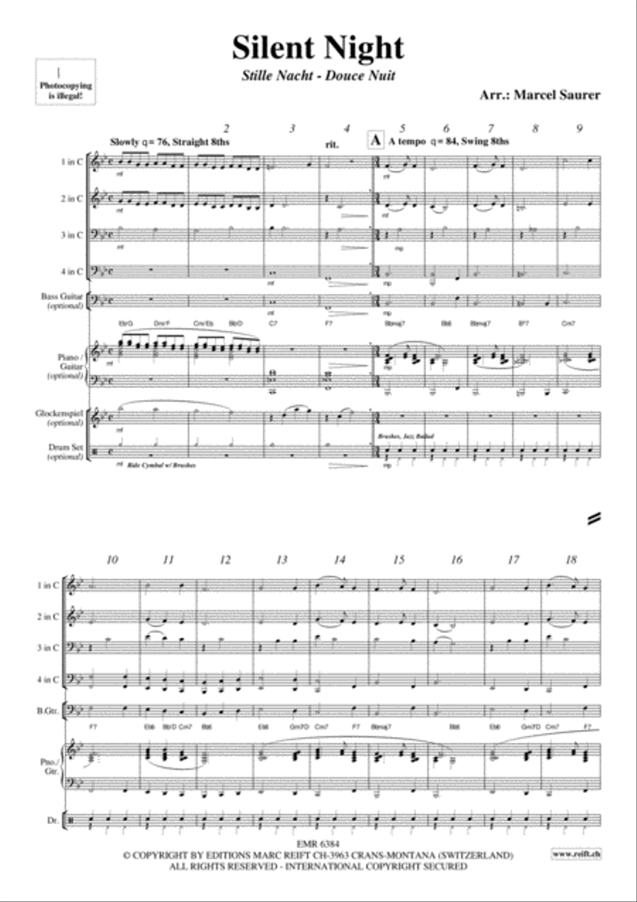 Silent Night Silent Night Brass Ensemble scores gallery preview page 4