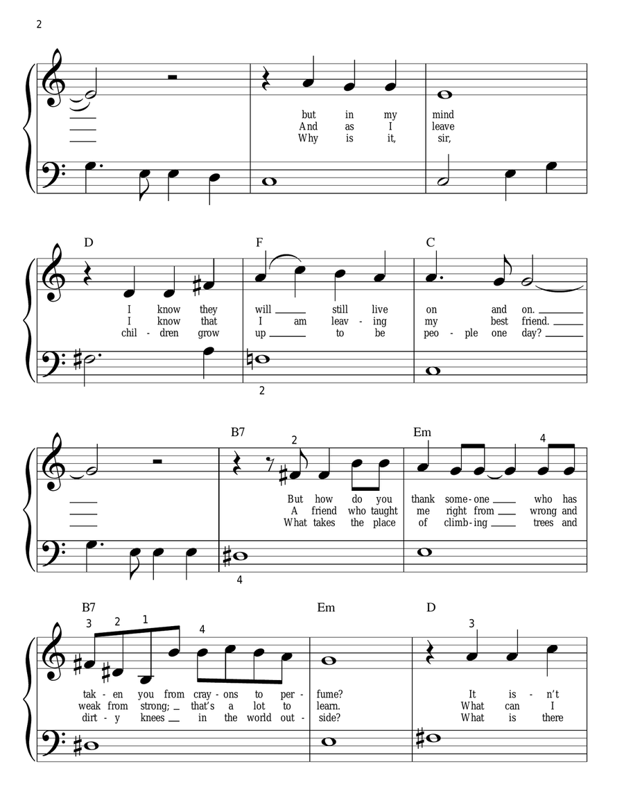 To Sir, With Love To Sir, With Love Easy Piano scores gallery preview page 2
