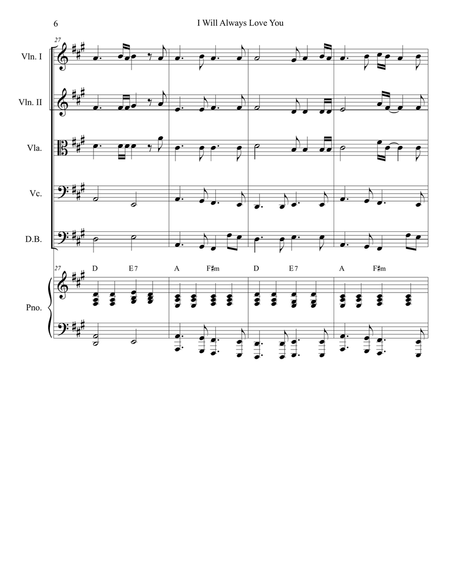 I Will Always Love You Piano Quintet scores gallery preview page 6
