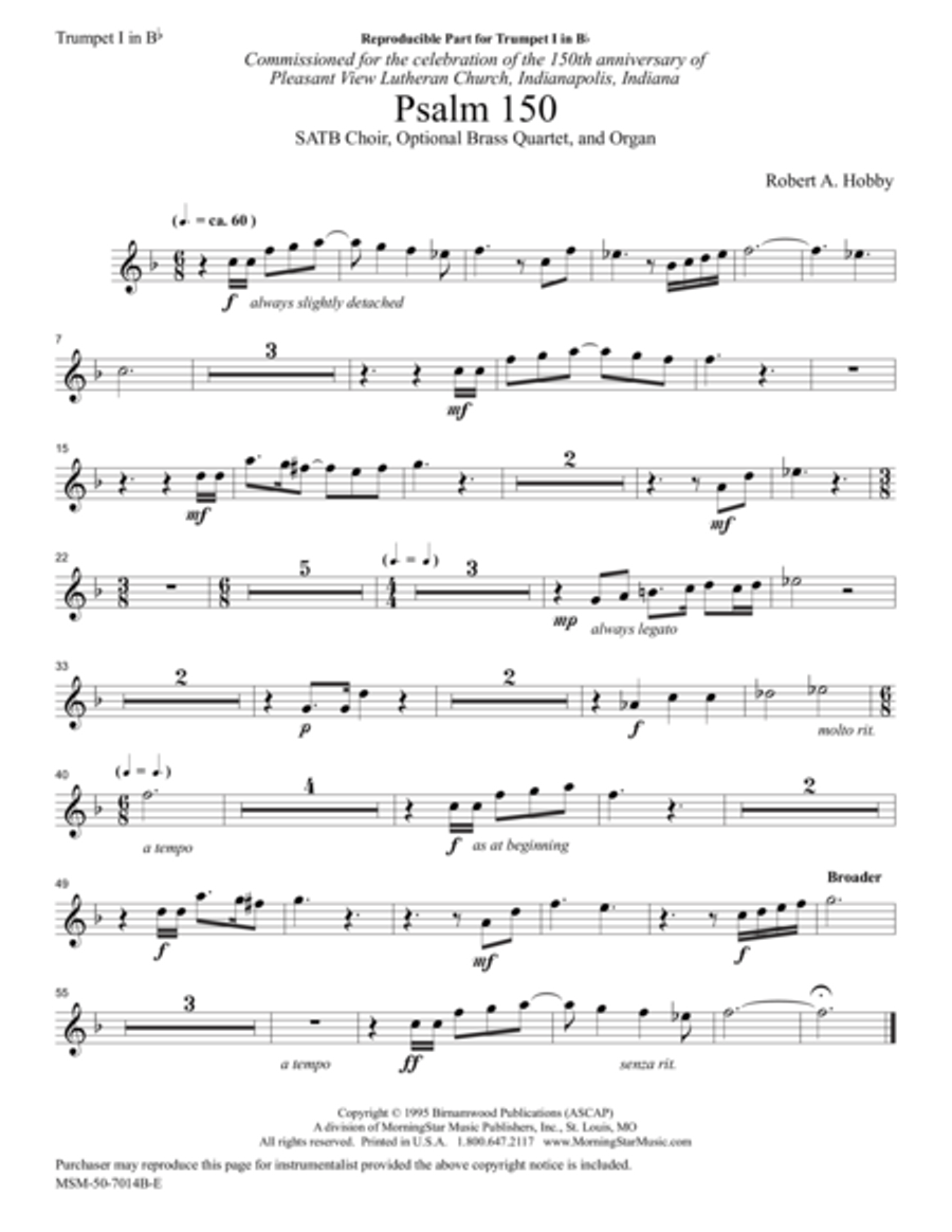 Psalm 150 Choir scores gallery preview page 1