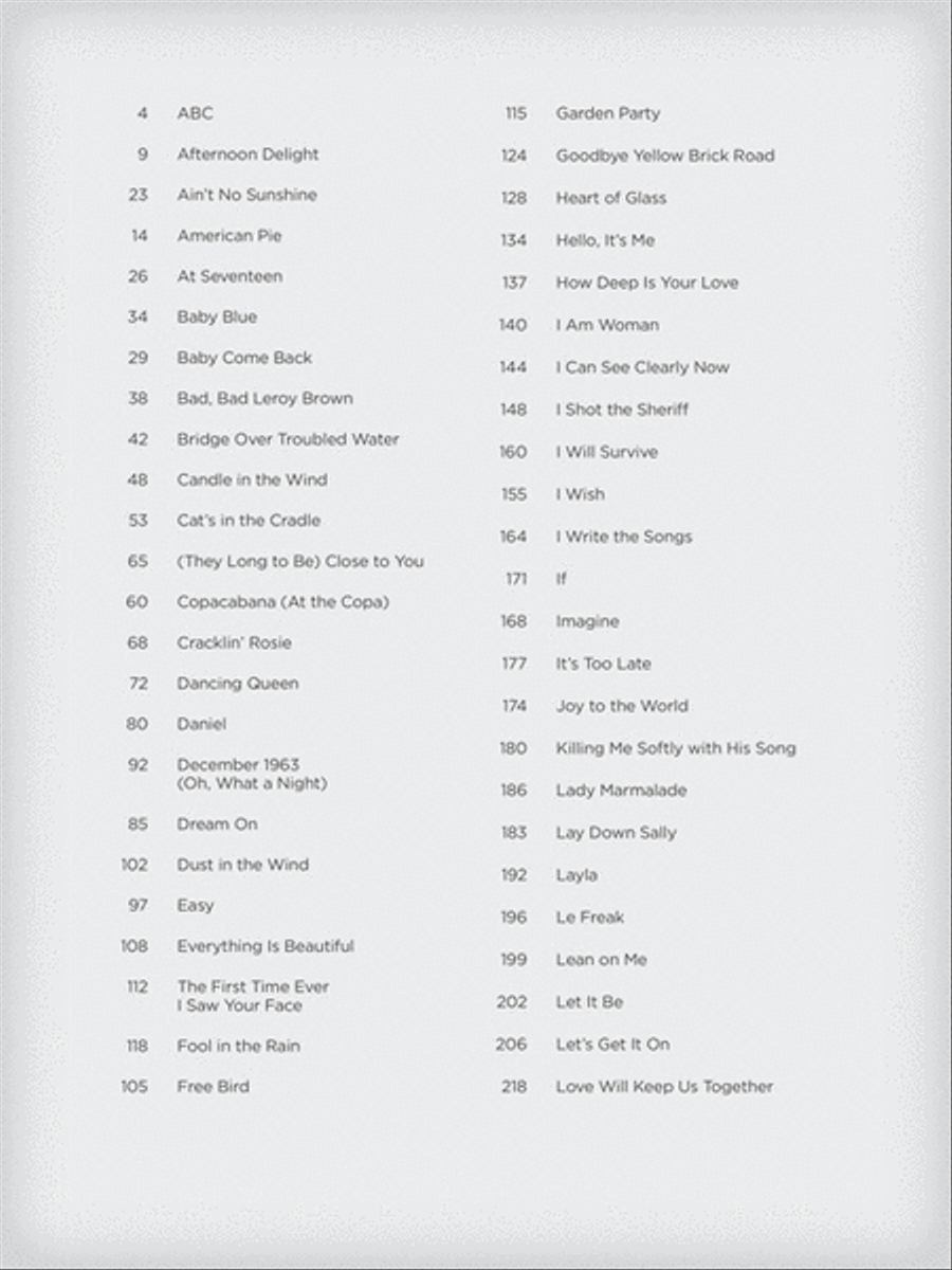 Songs of the 1970s Easy Piano scores gallery preview page 2
