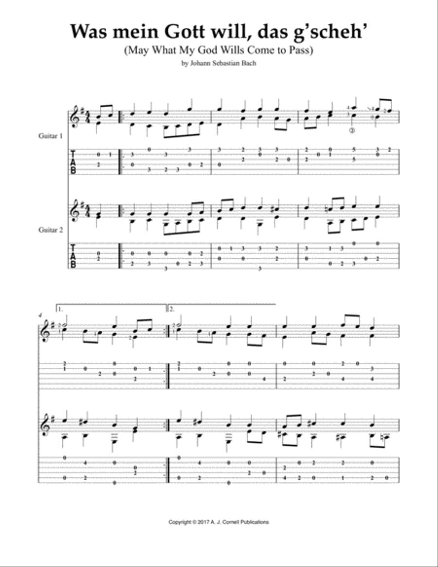 Was mein Gott will, das g’scheh’ (May What My God Wills Come to Pass) Classical Guitar scores gallery preview page 1