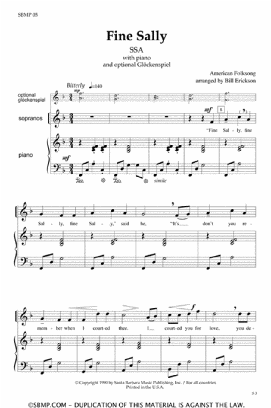 Fine Sally - SSA Octavo SSA scores gallery preview page 2