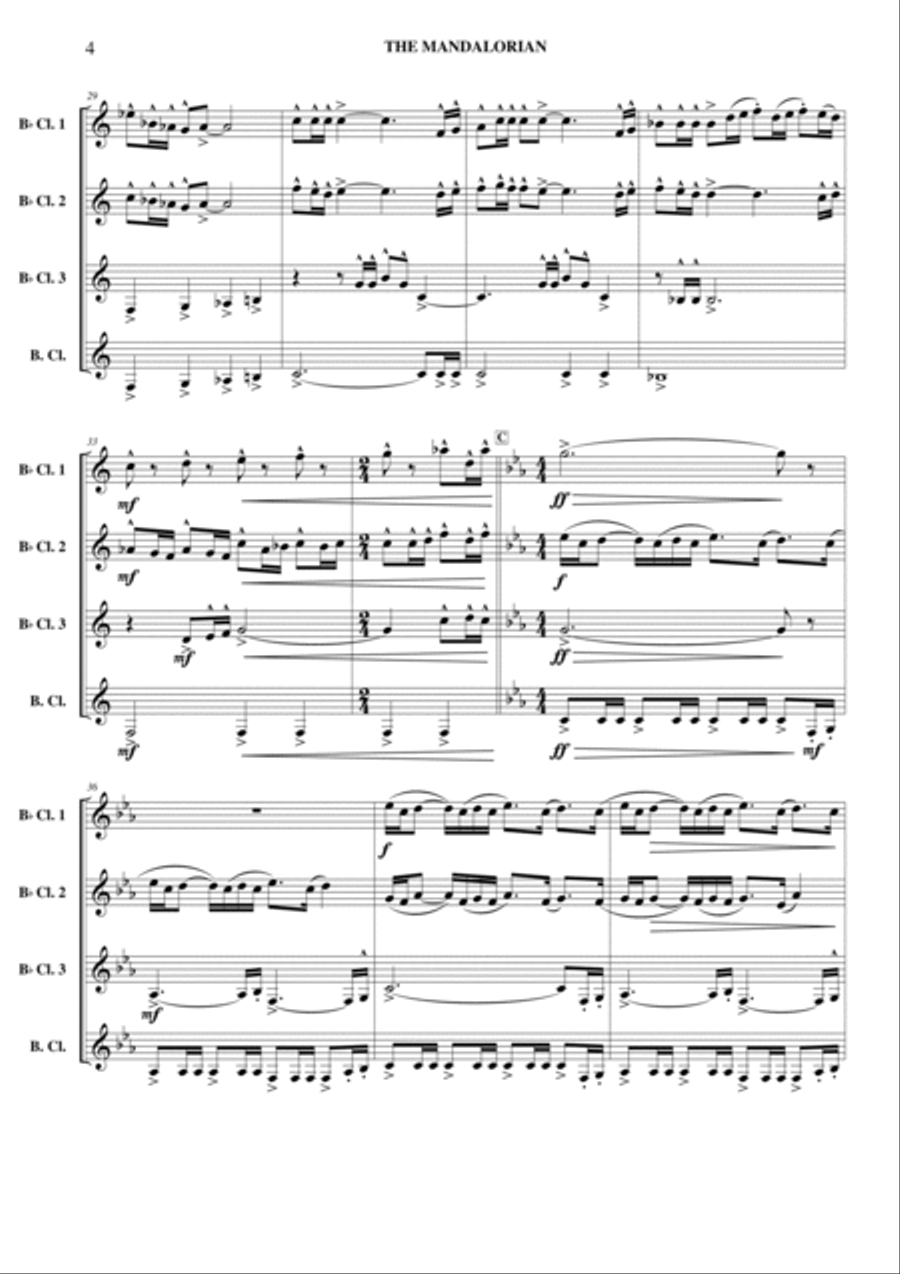 The Mandalorian Clarinet Quartet scores gallery preview page 5