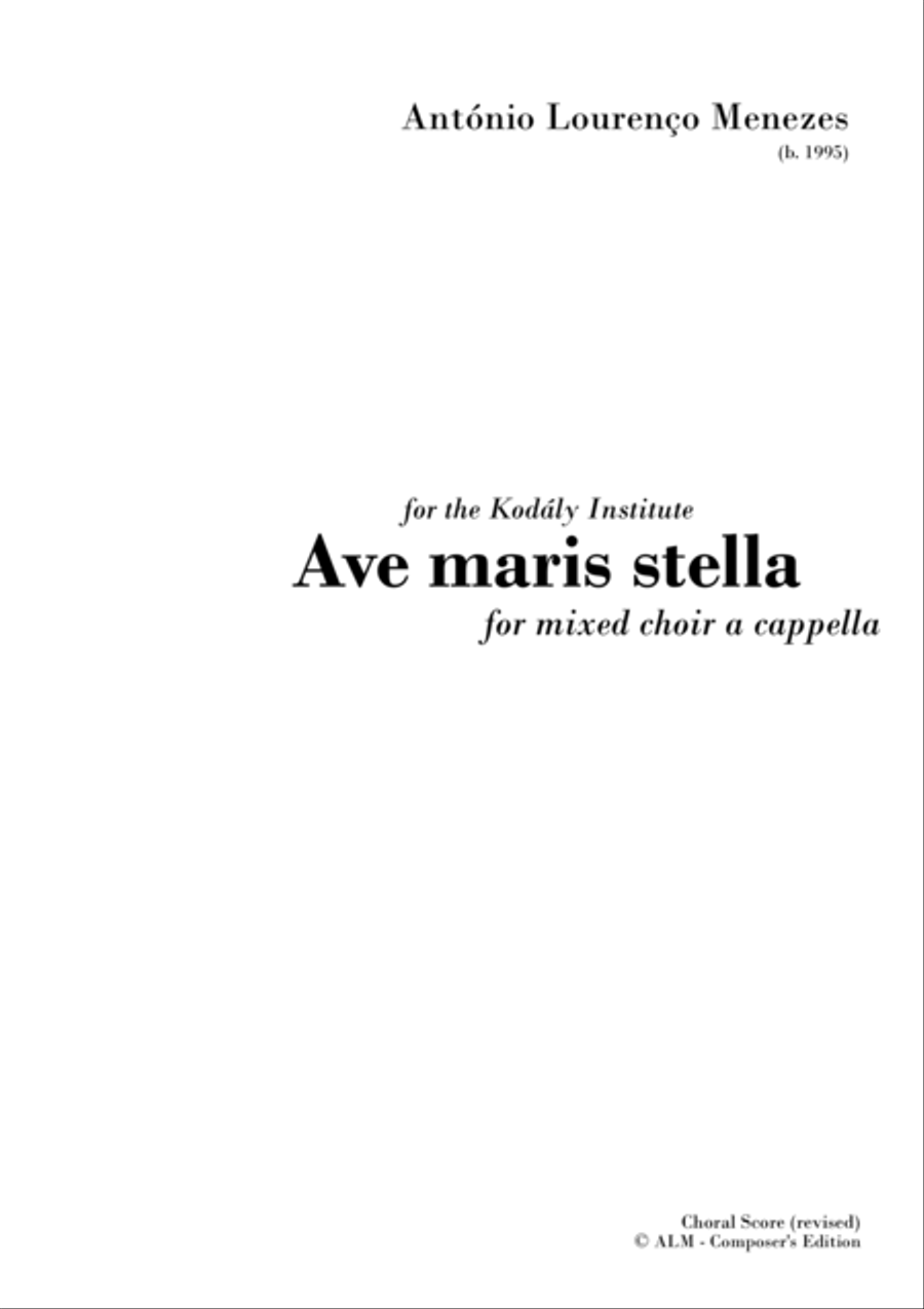 Ave maris stella - António Lourenço Menezes 4-Part scores gallery preview page 1