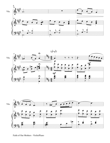 FAITH OF OUR MOTHERS (Duet – Violin and Piano/Score and Parts) image number null