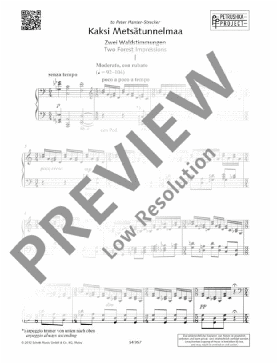 Kaksi Metsätunnelmaa Piano Solo scores gallery preview page 2