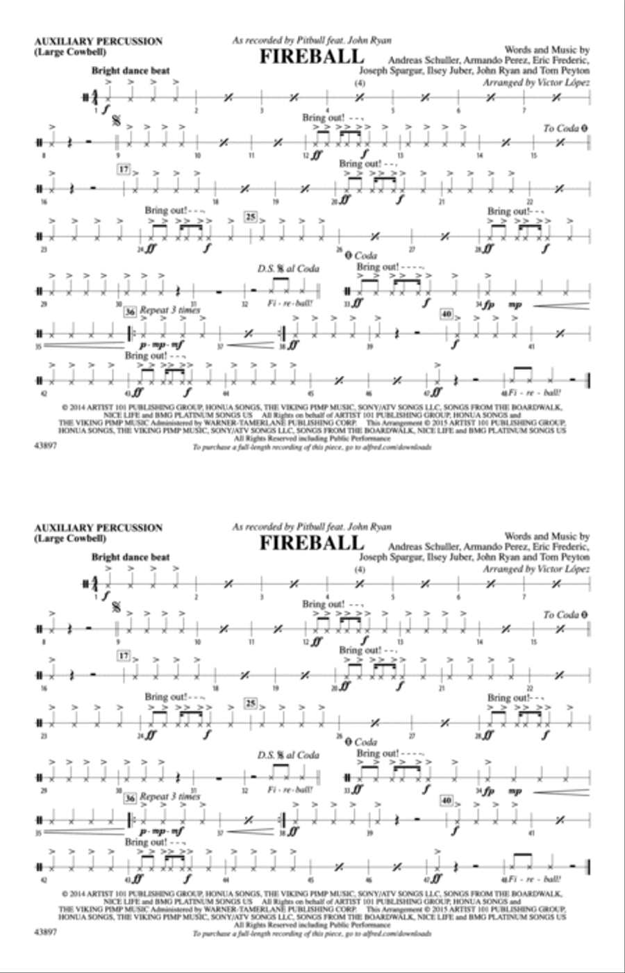 Fireball: Auxiliary Percussion Marching Band scores gallery preview page 1