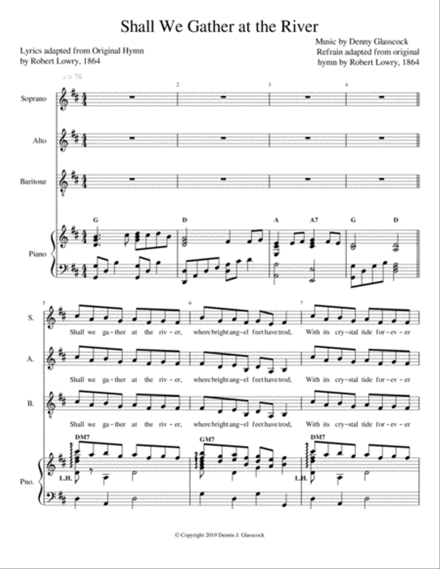 Shall We Gather at the River (SAB) 3-Part scores gallery preview page 1