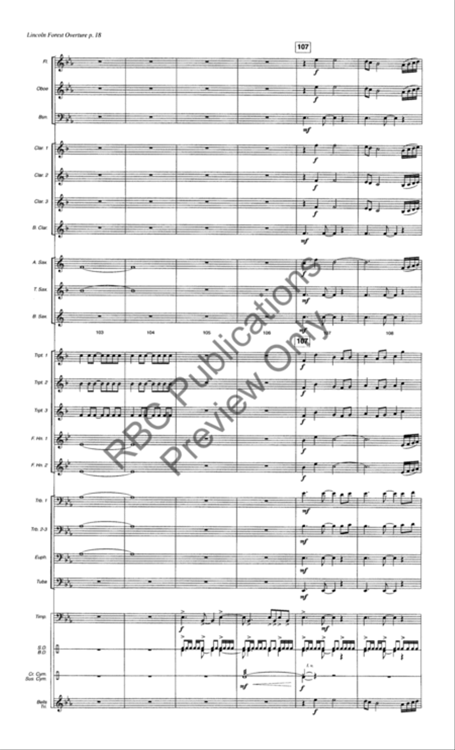 Lincoln Forest Overture (Score) Concert Band scores gallery preview page 21