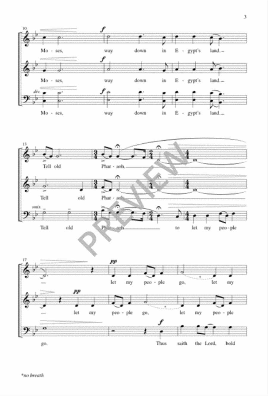Go Down, Moses 3-Part scores gallery preview page 3