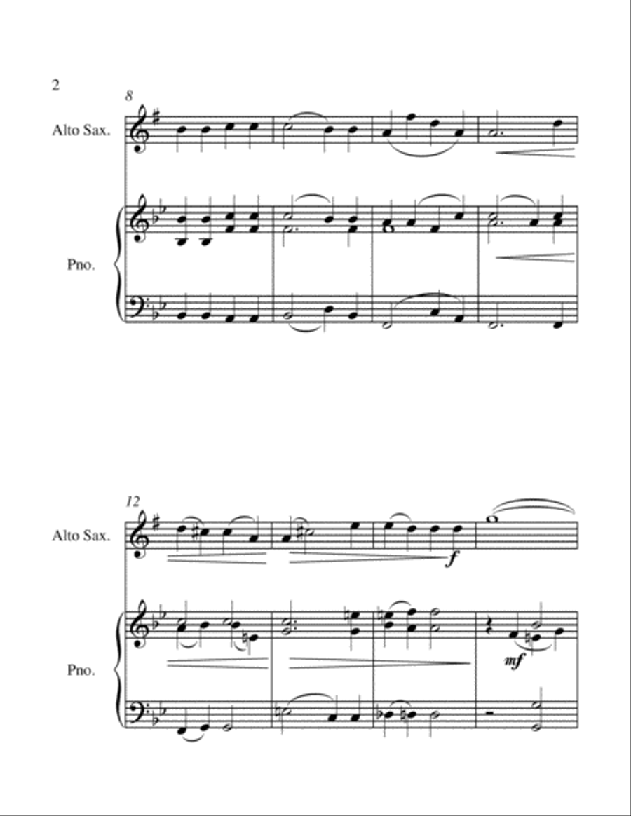 Ave Verum Corpus - Alto Sax and Piano - Intermediate level Alto Saxophone scores gallery preview page 5