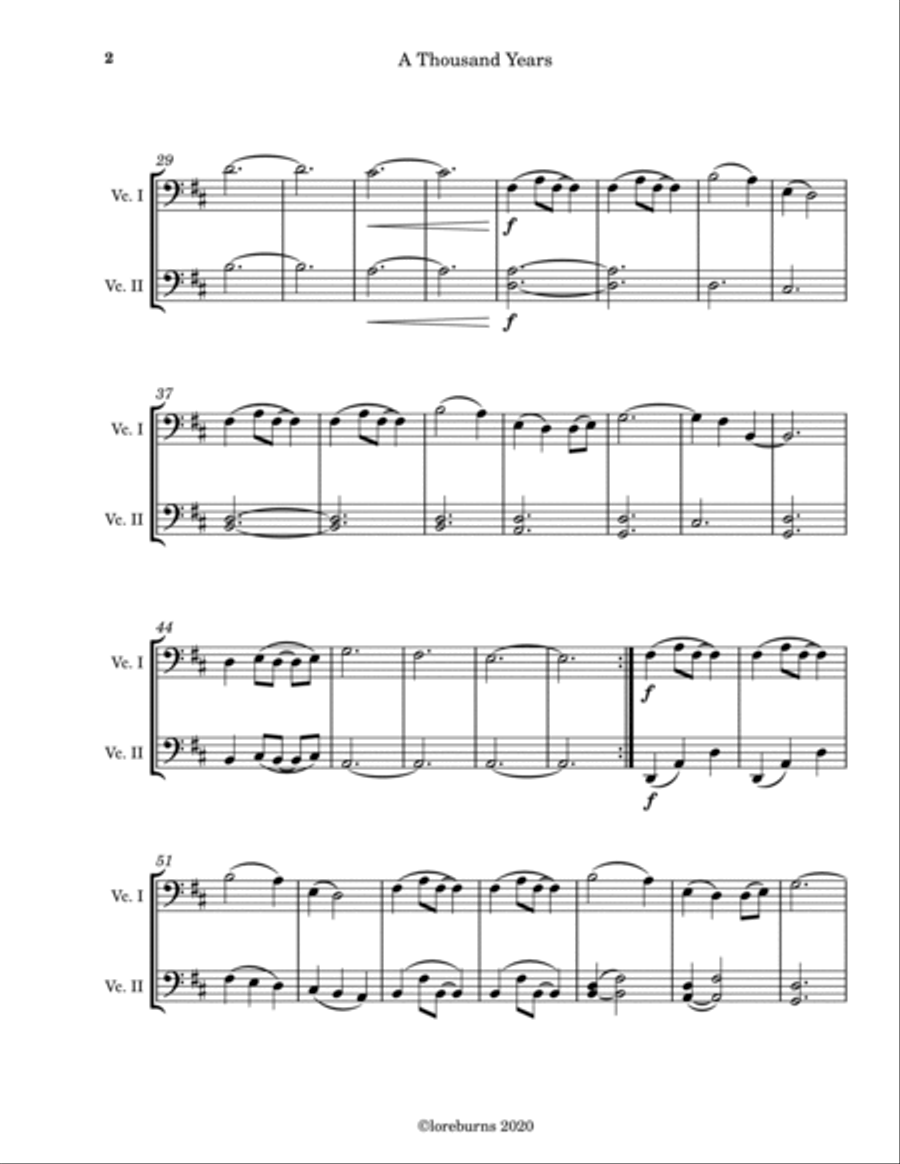A Thousand Years String Duet scores gallery preview page 2