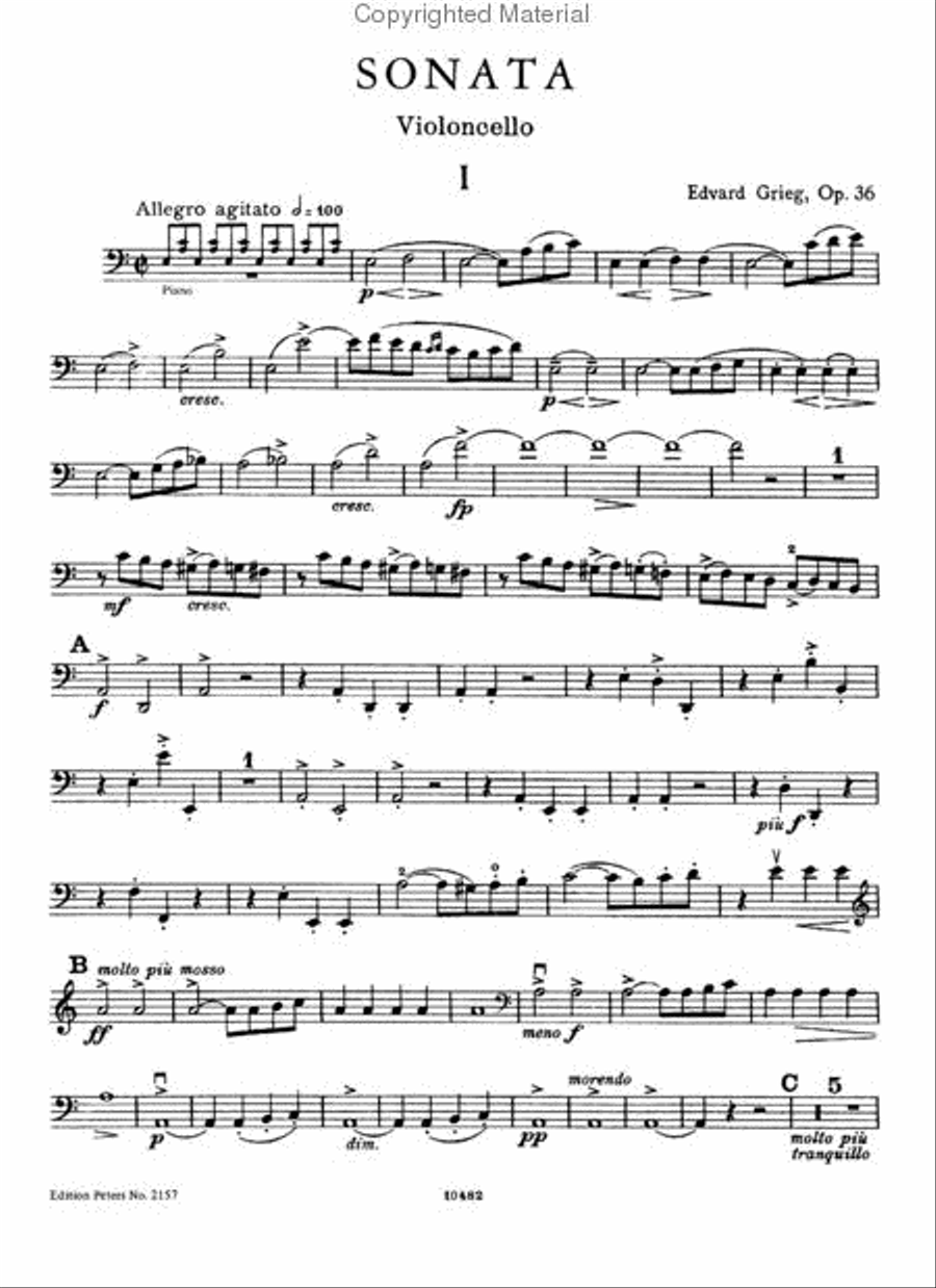 Sonata, Op. 36 in A Minor - Cello and Piano Piano Accompaniment scores gallery preview page 2