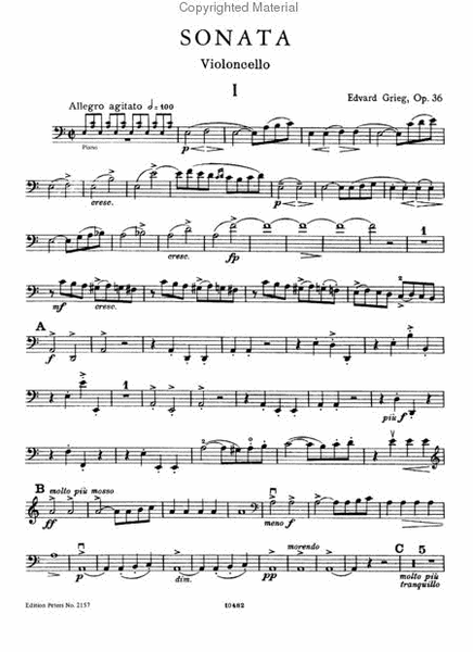 Sonata, Op. 36 in A Minor - Cello and Piano